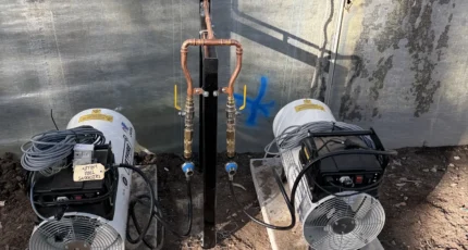 Gas heater units and pipework installed by Adept Plumbing & Gas on a Cornubia job