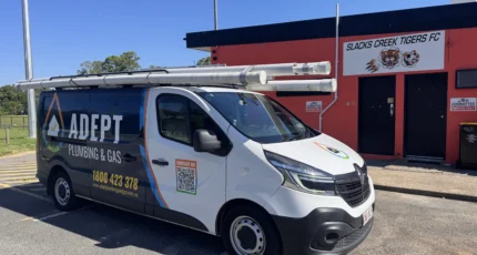 Adept Plumbing & Gas van on site in Daisy Hill