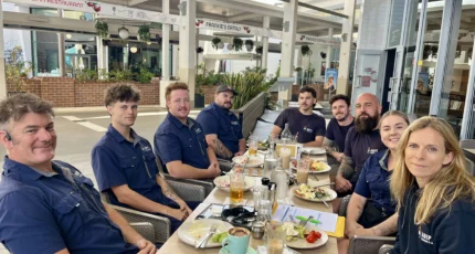 The Adept Plumbing & Gas team at lunch in Shailer Park