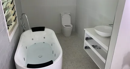 Spa bath and vanity plumbed in Annerley