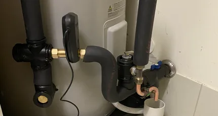 Hot water system pipework and valves installed in Camp Hill