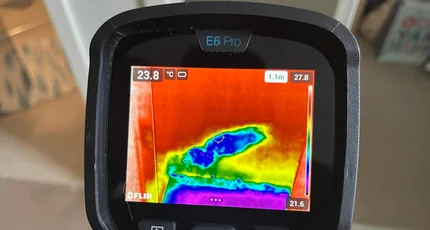 Thermal imaging camera showing a hidden leak in Kingston