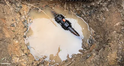 Leak on an underground water pipe exposed in Rochedale