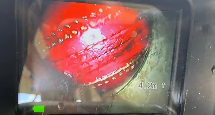 CCTV drain camera showing a blockage inside a pipe in Waterford
