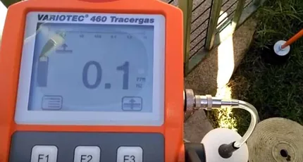 Tracer gas detector used for leak detection in West End